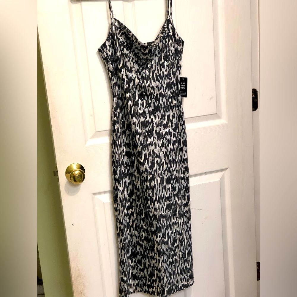 NWatExpress Black Silver Slip Dress Small
